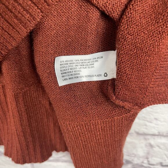 J5014 Ava & Viv long sleeve collared V-neck burnt red sweater size 2X - Picture 5 of 8